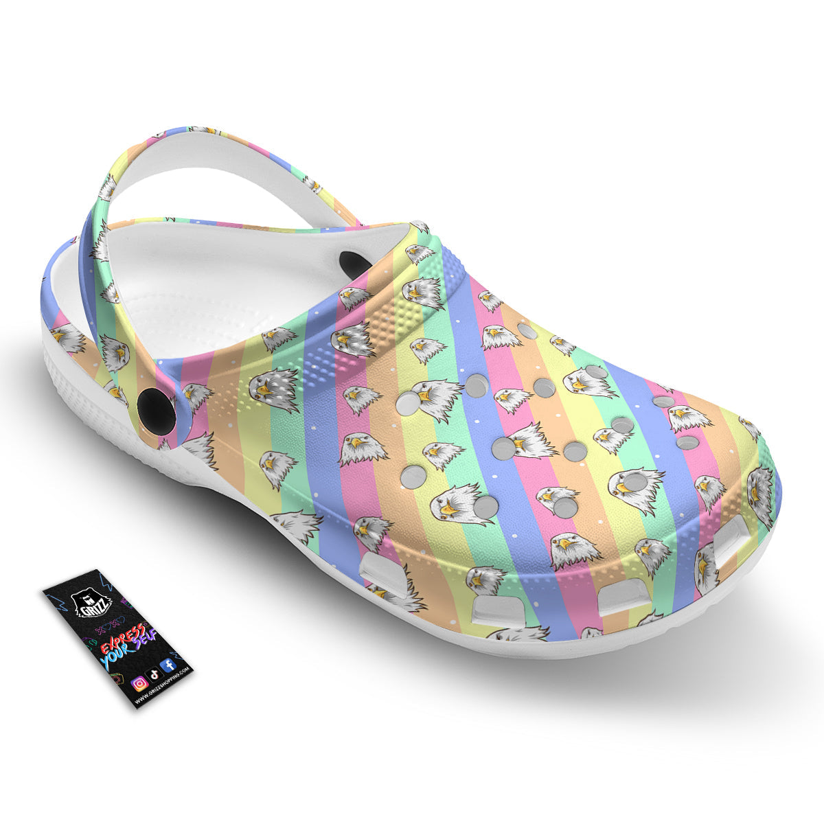 Cute Eagle Rainbow Print Pattern Clog-grizzshop