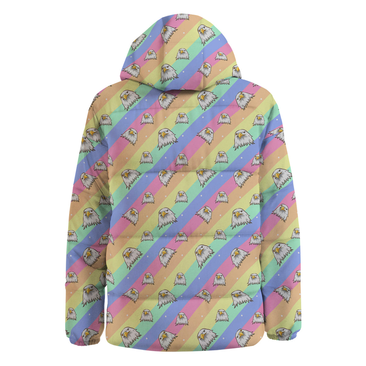 Cute Eagle Rainbow Print Pattern Down Jacket-grizzshop