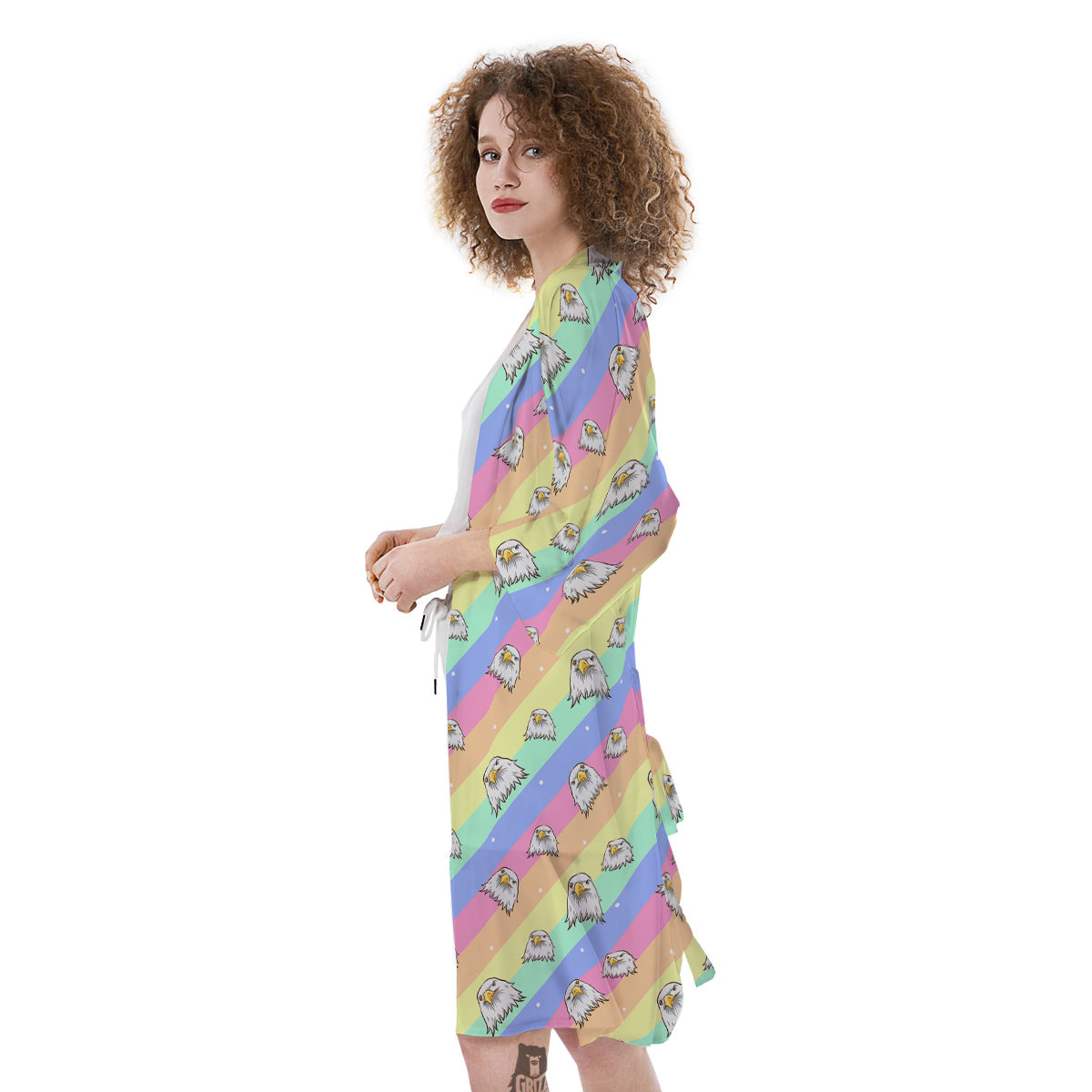 Cute Eagle Rainbow Print Pattern Kimono-grizzshop