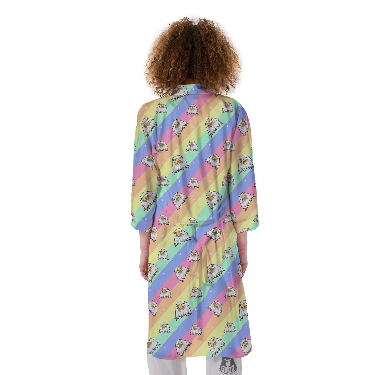 Cute Eagle Rainbow Print Pattern Kimono-grizzshop