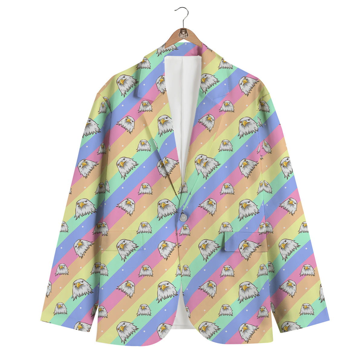 Cute Eagle Rainbow Print Pattern Men's Blazer-grizzshop