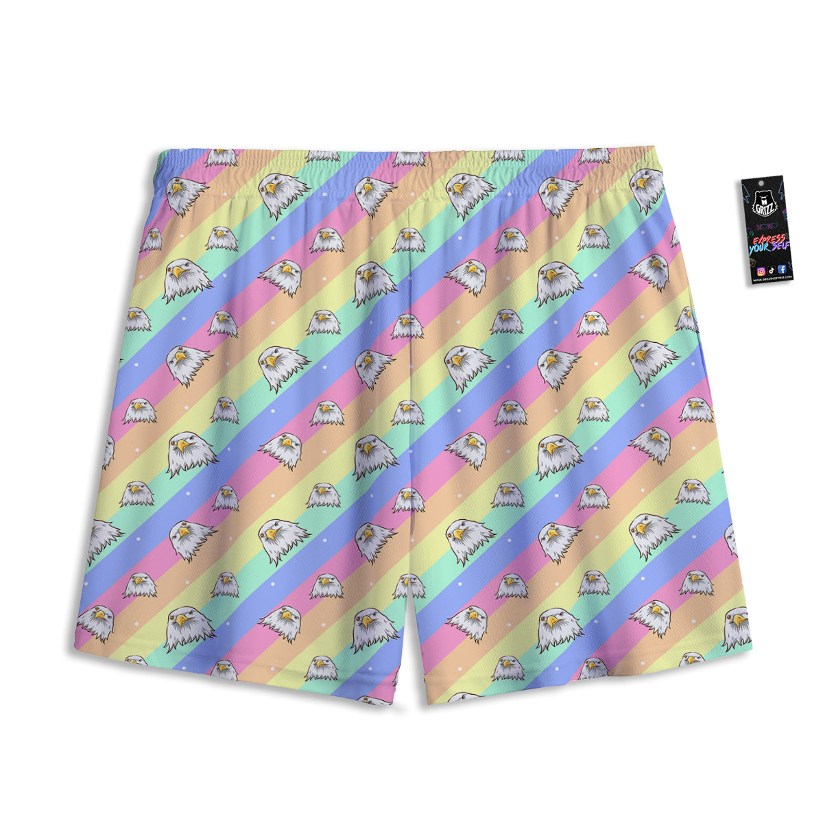 Feather Black And Gold Print Pattern Mesh Shorts
