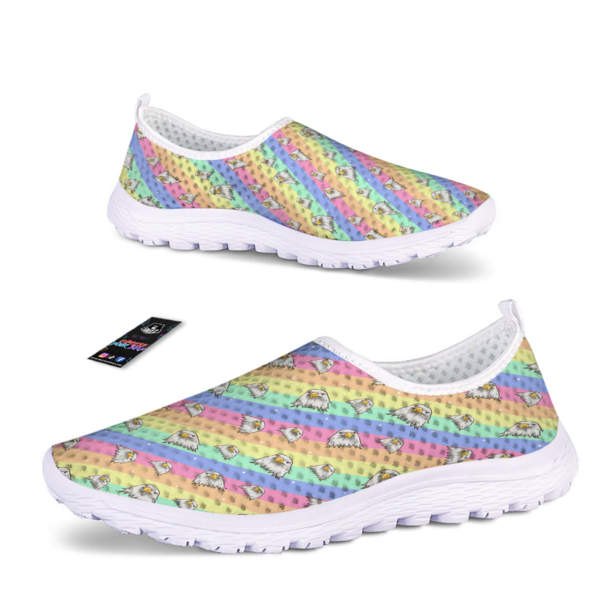Cute Eagle Rainbow Print Pattern Nurse Shoes-grizzshop