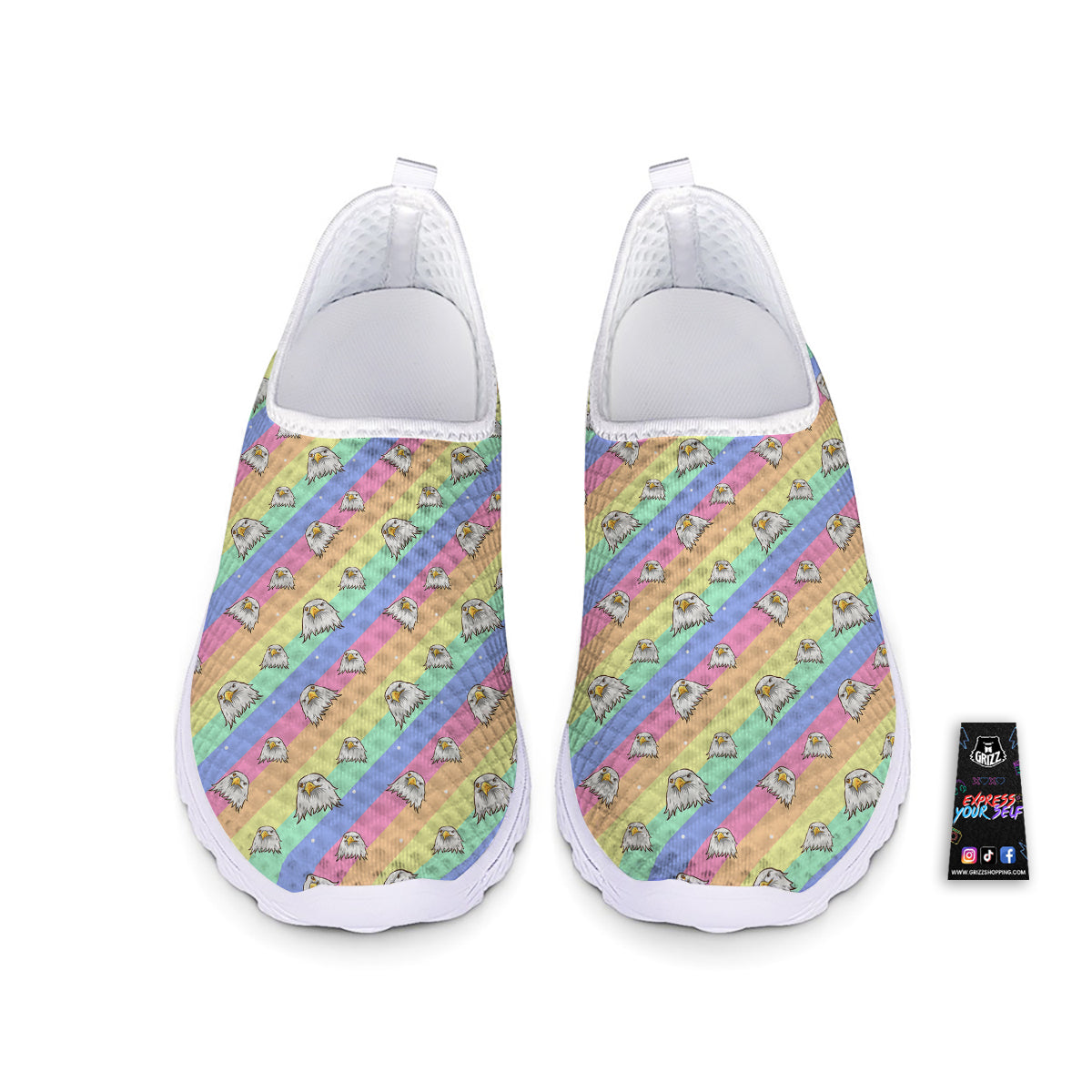 Cute Eagle Rainbow Print Pattern Nurse Shoes-grizzshop
