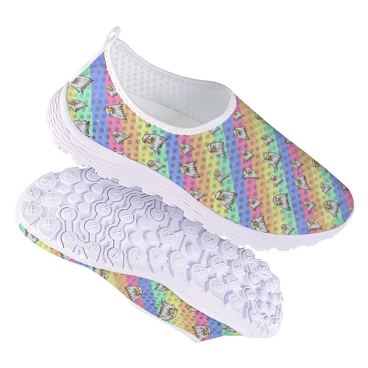 Cute Eagle Rainbow Print Pattern Nurse Shoes-grizzshop