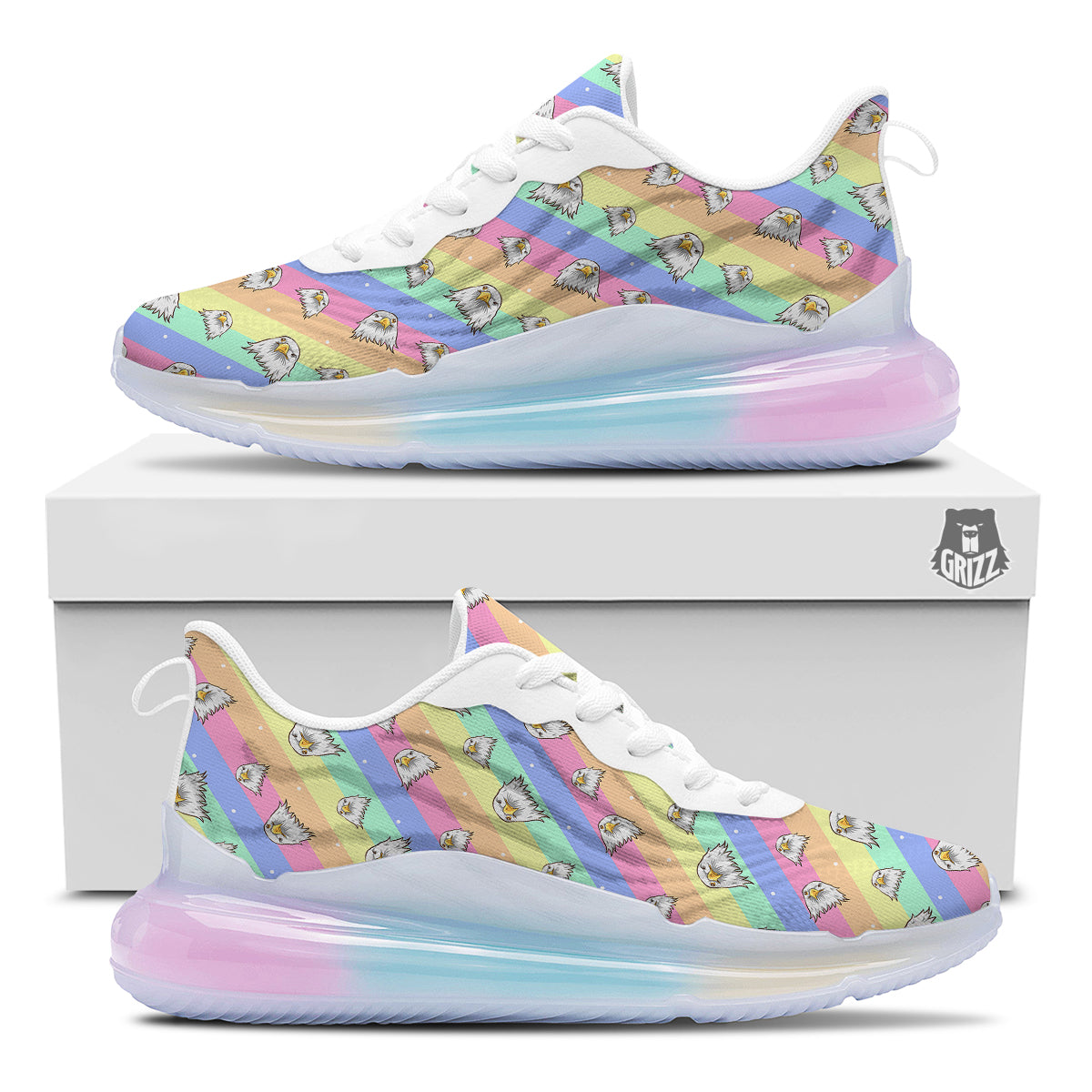 Cute Eagle Rainbow Print Pattern Running Sneakers-grizzshop