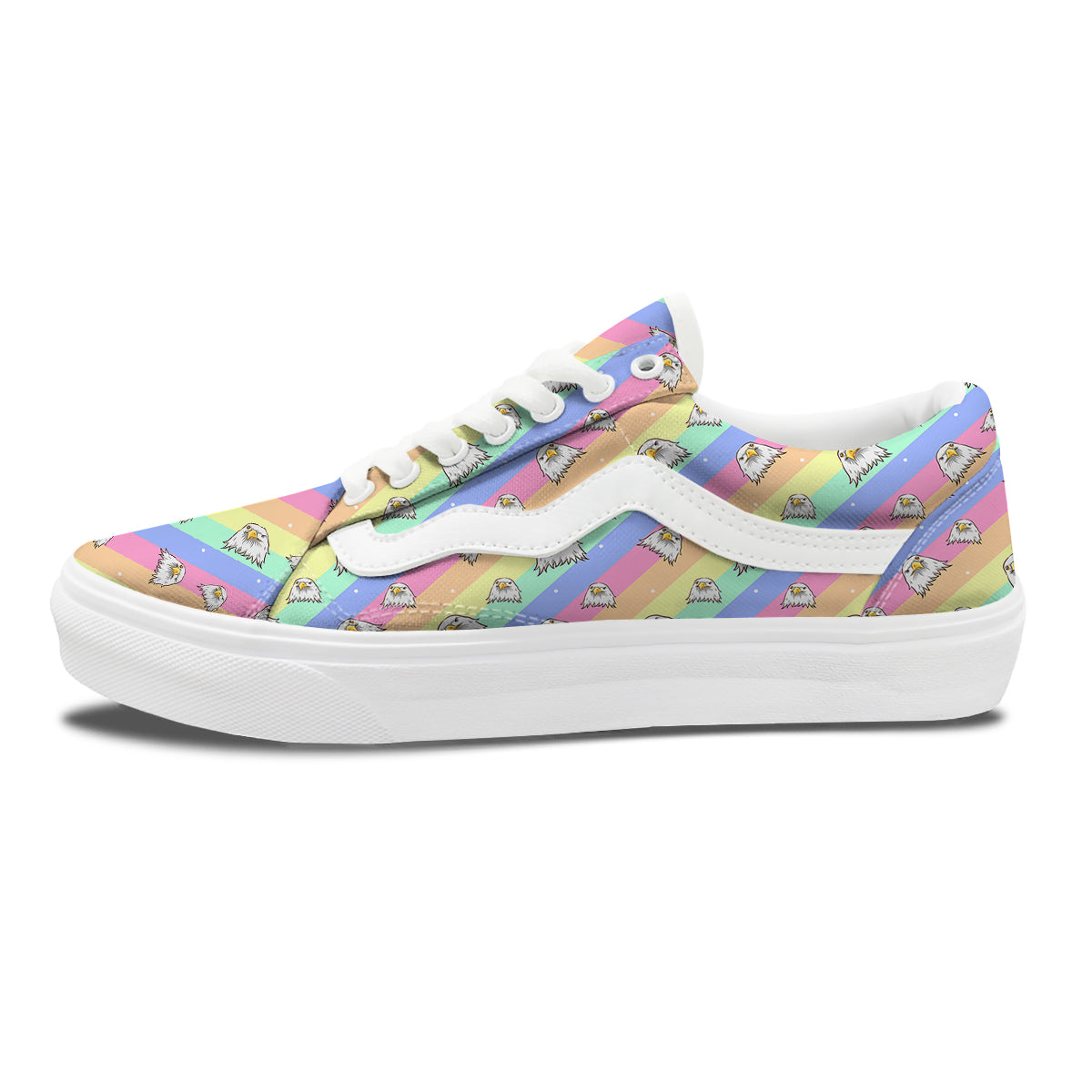 Cute Eagle Rainbow Print Pattern Skate Shoes-grizzshop