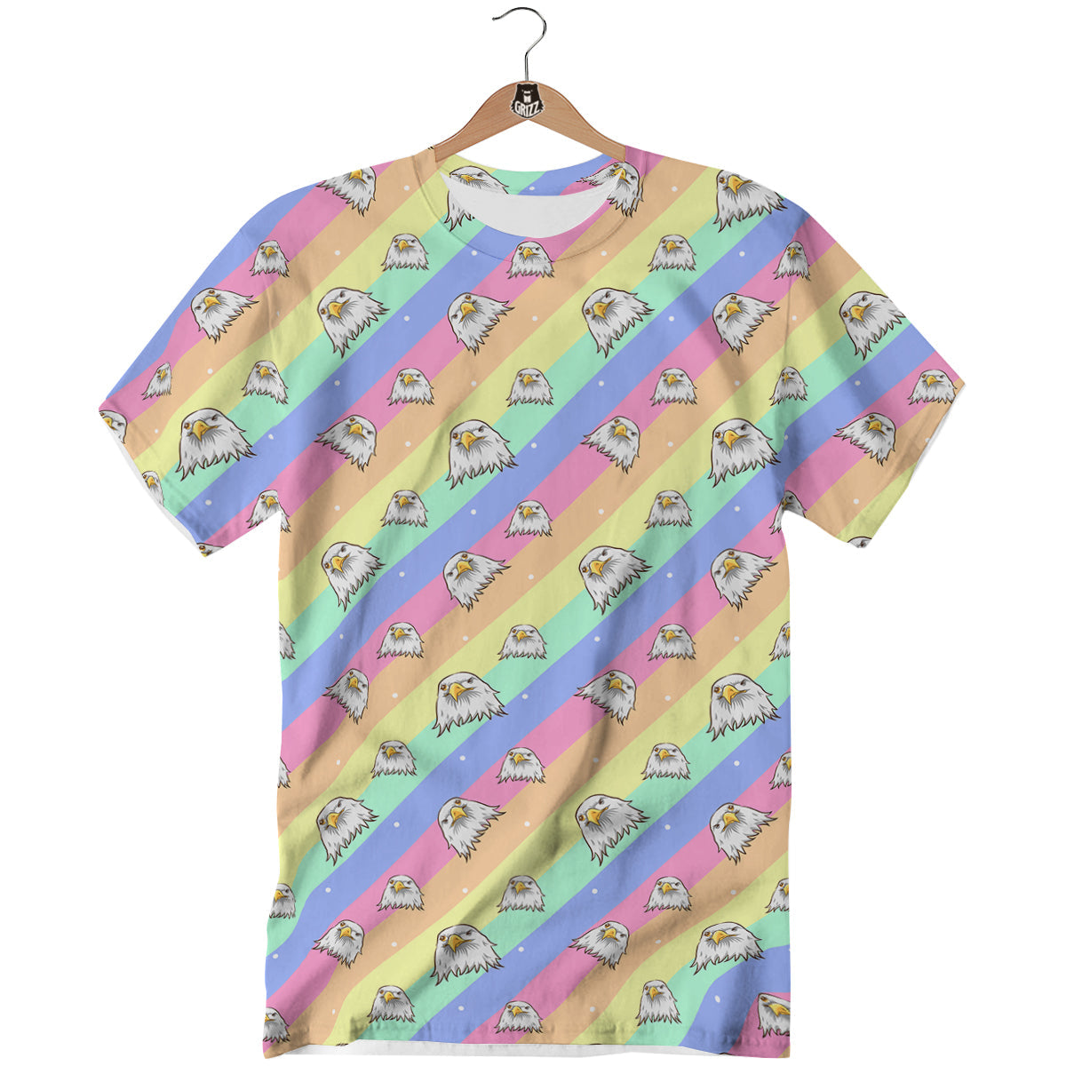 Cute Eagle Rainbow Print Pattern T-Shirt-grizzshop