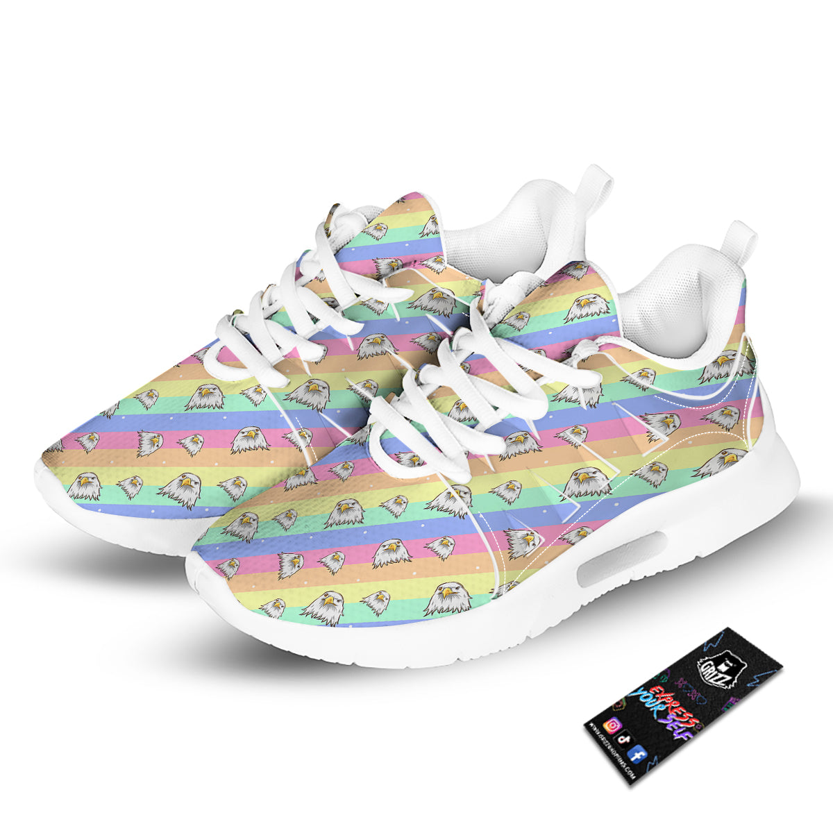 Cute Eagle Rainbow Print Pattern Tennis Shoes-grizzshop