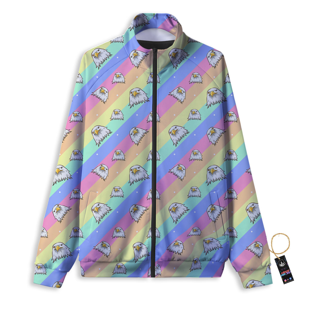 Cute Eagle Rainbow Print Pattern Track Jacket-grizzshop