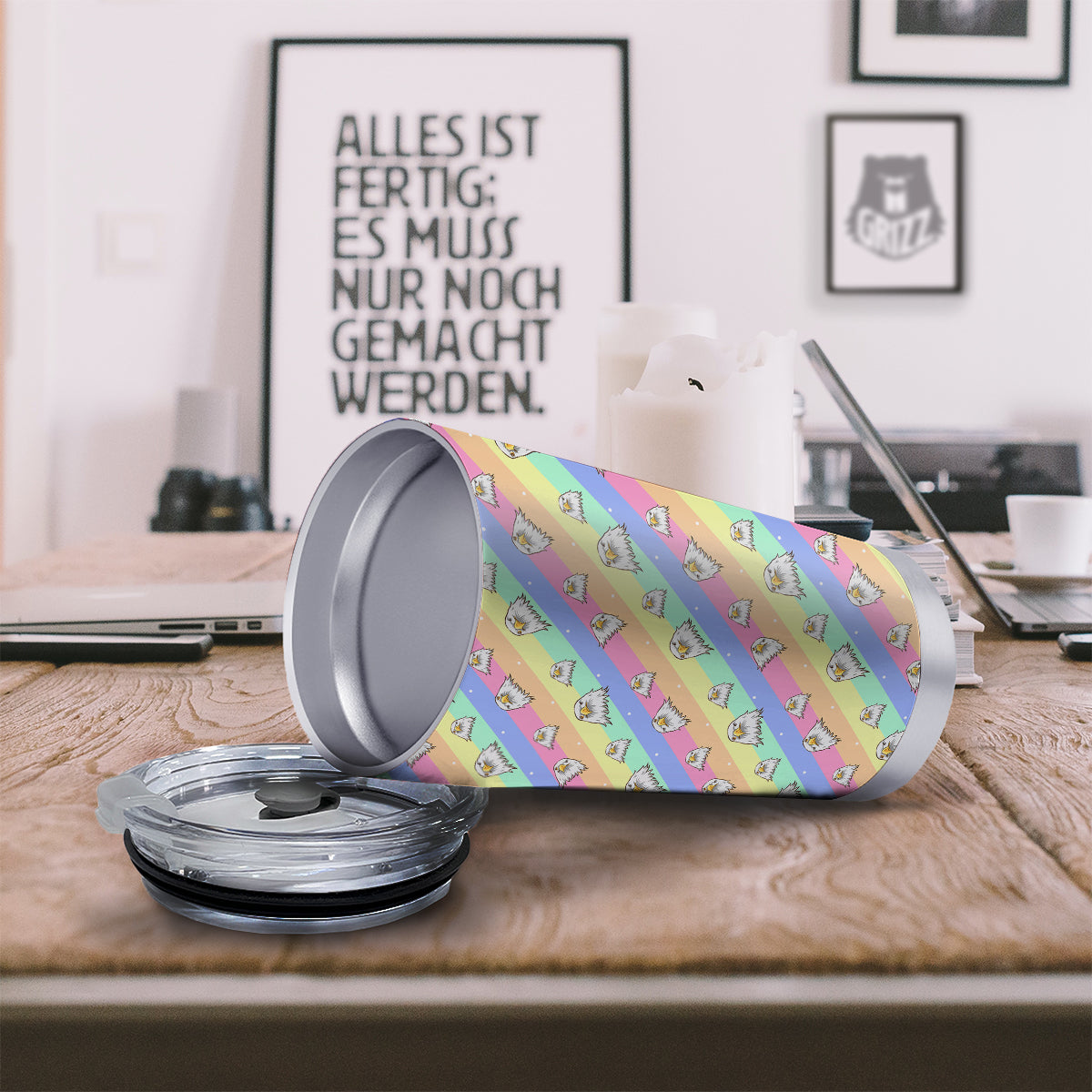 Cute Eagle Rainbow Print Pattern Tumbler-grizzshop