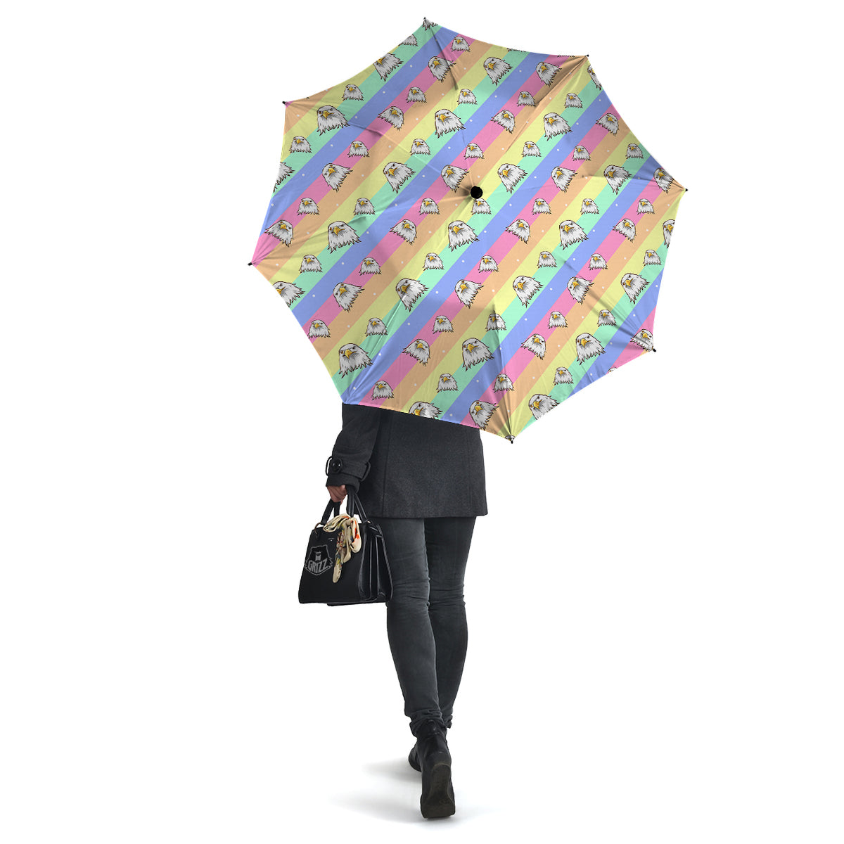 Cute Eagle Rainbow Print Pattern Umbrella-grizzshop