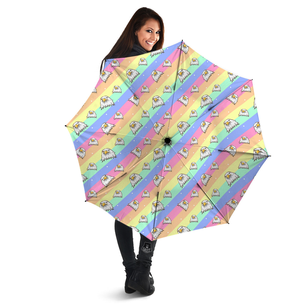 Cute Eagle Rainbow Print Pattern Umbrella-grizzshop