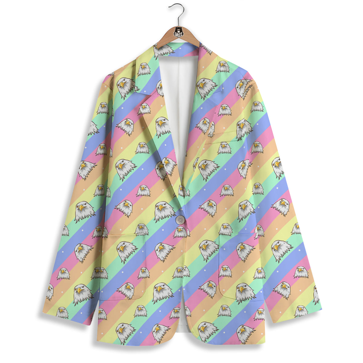 Cute Eagle Rainbow Print Pattern Women's Blazer-grizzshop