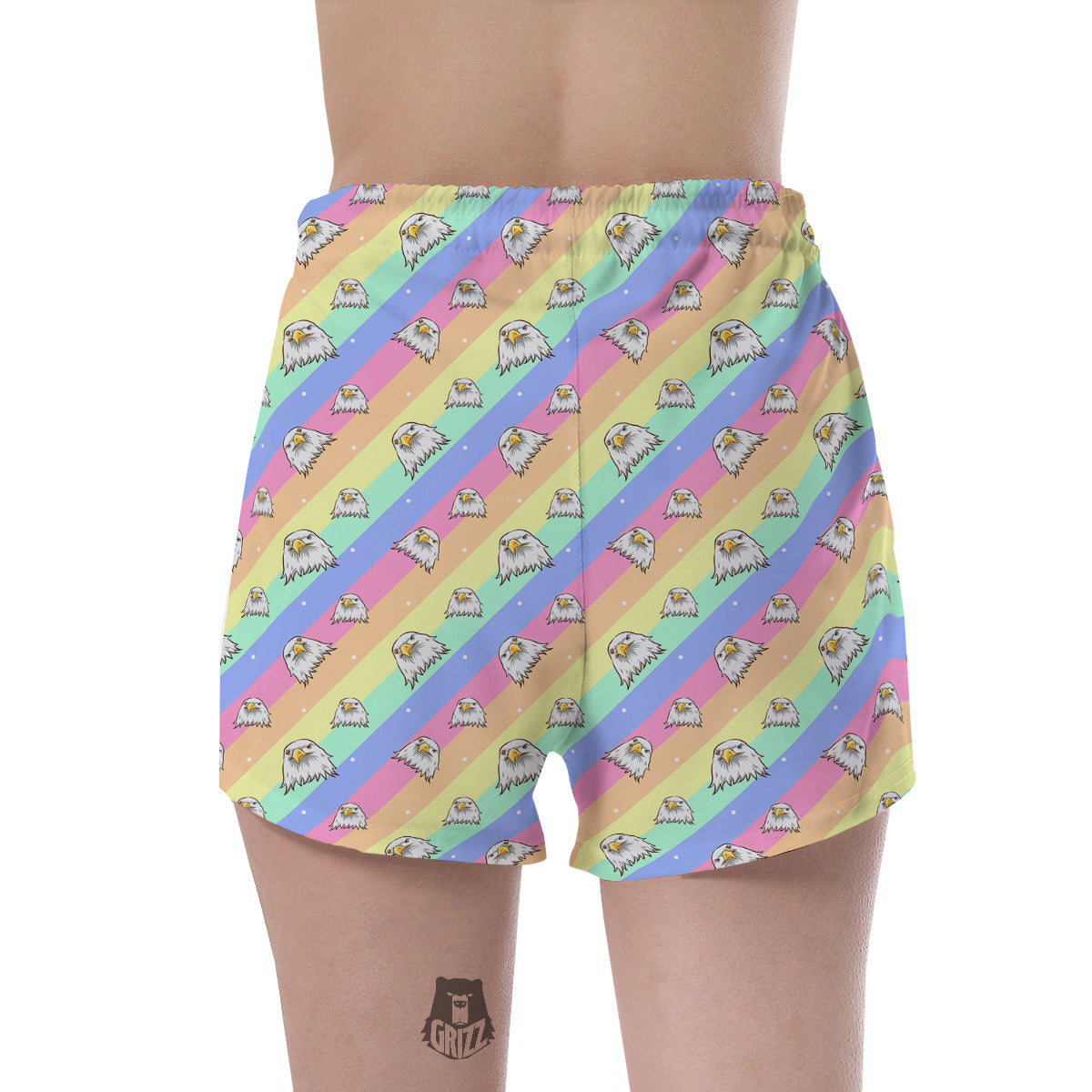 Cute Eagle Rainbow Print Pattern Women's Shorts-grizzshop
