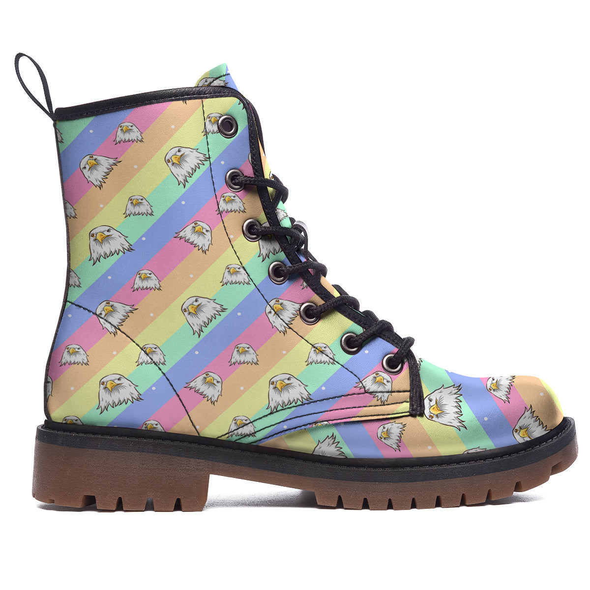 Cute Eagle Rainbow Print Pattern Work Boots-grizzshop