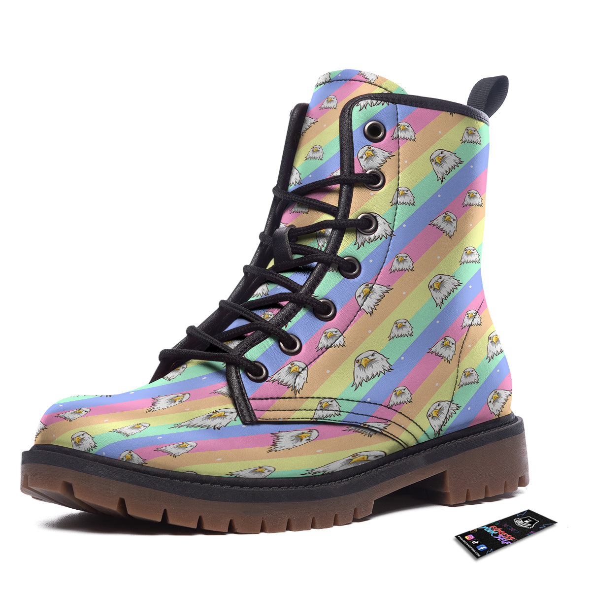 Cute Eagle Rainbow Print Pattern Work Boots-grizzshop