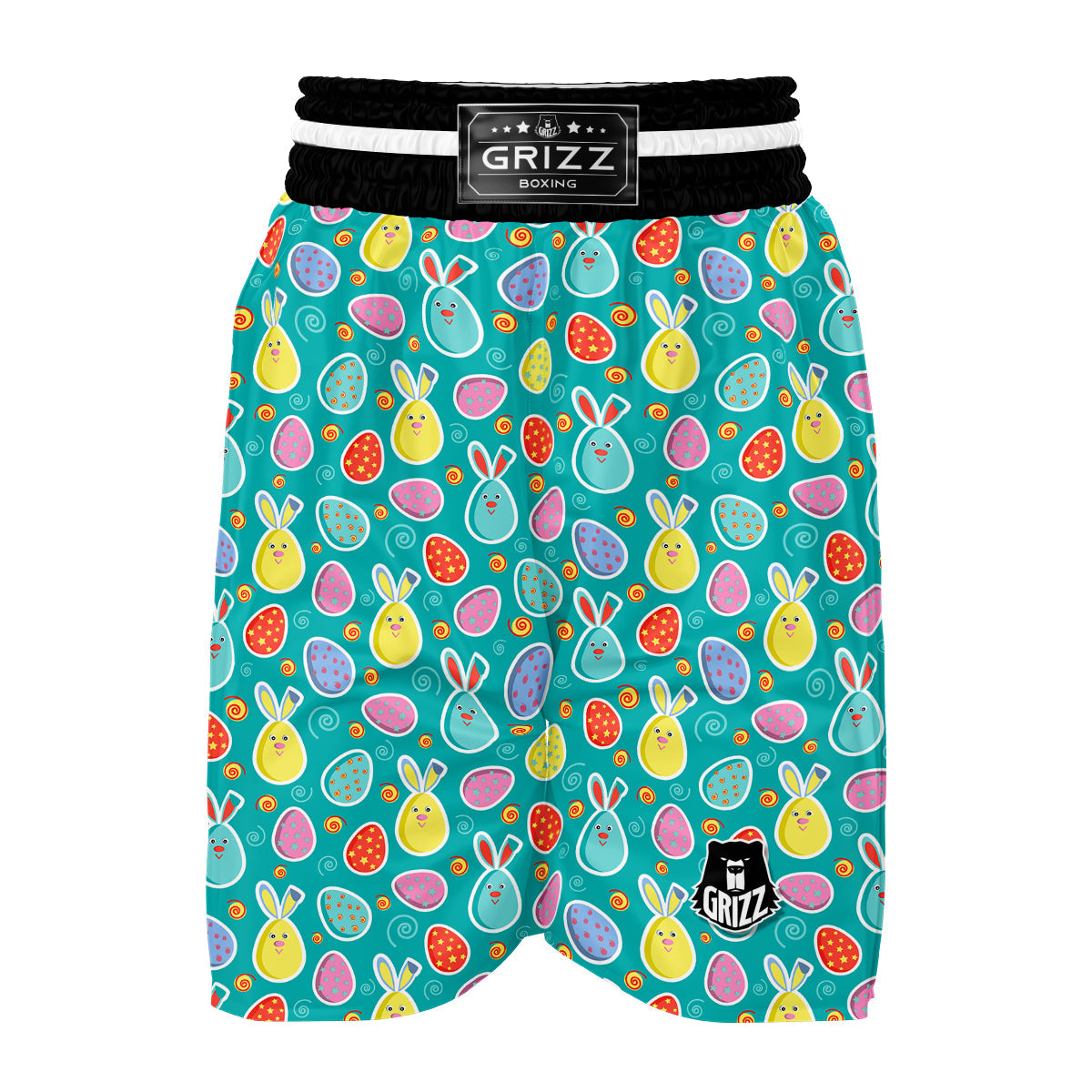 Cute Easter Egg Rabbit Colorful Print Pattern Boxing Shorts-grizzshop