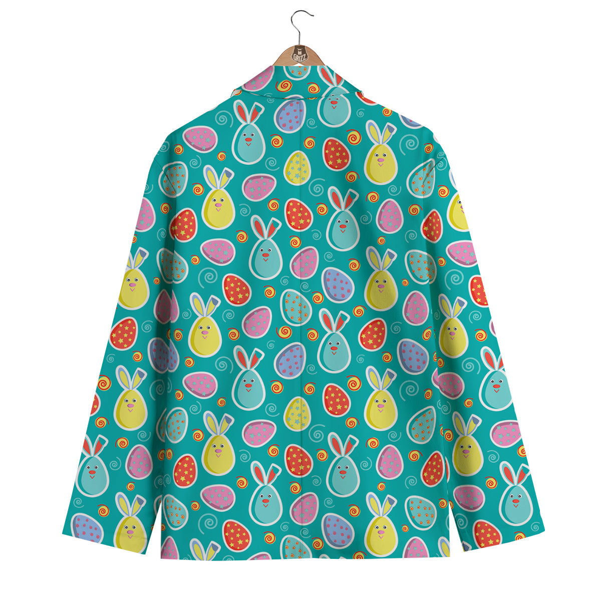 Cute Easter Egg Rabbit Colorful Print Pattern Men's Blazer-grizzshop