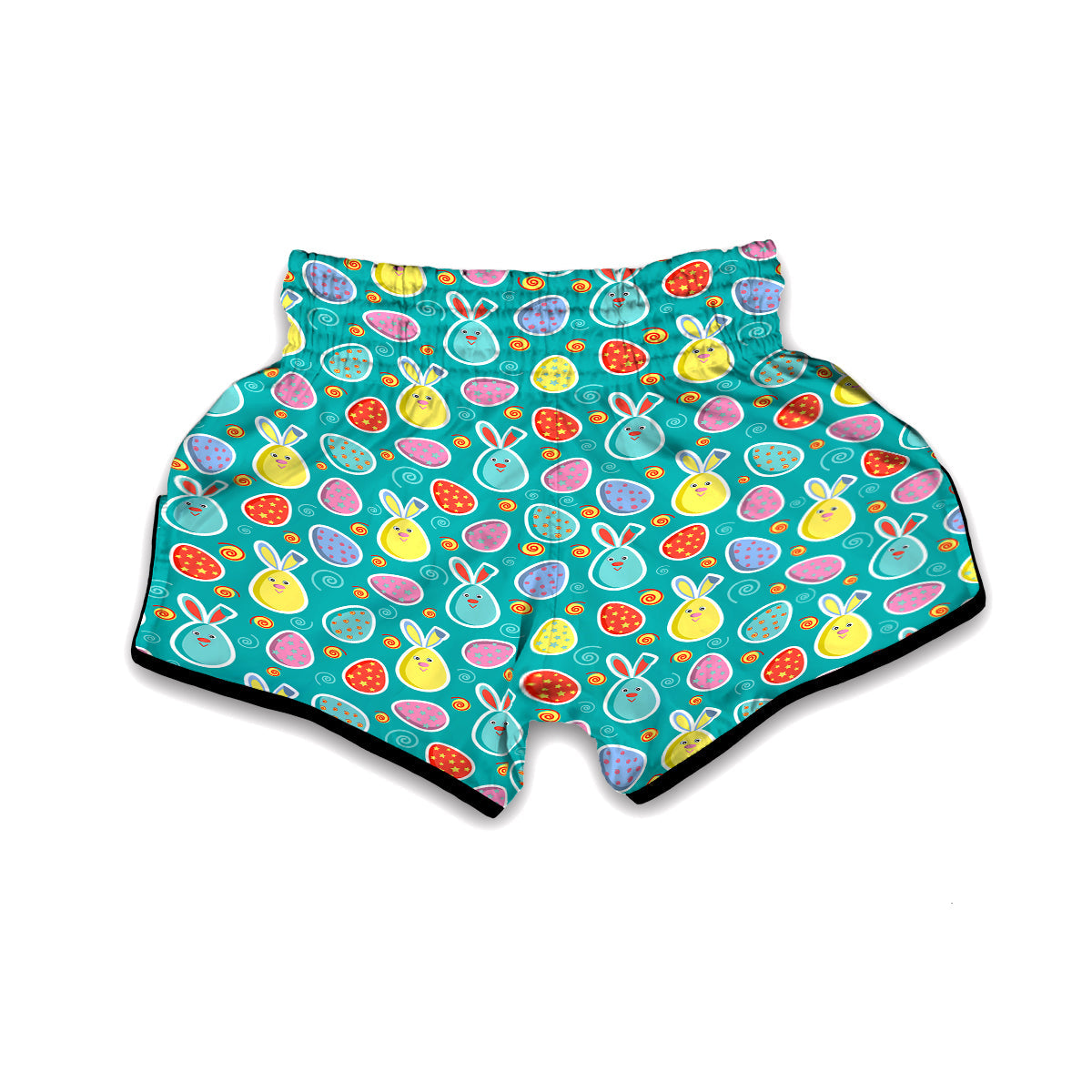 Cute Easter Egg Rabbit Colorful Print Pattern Muay Thai Boxing Shorts-grizzshop