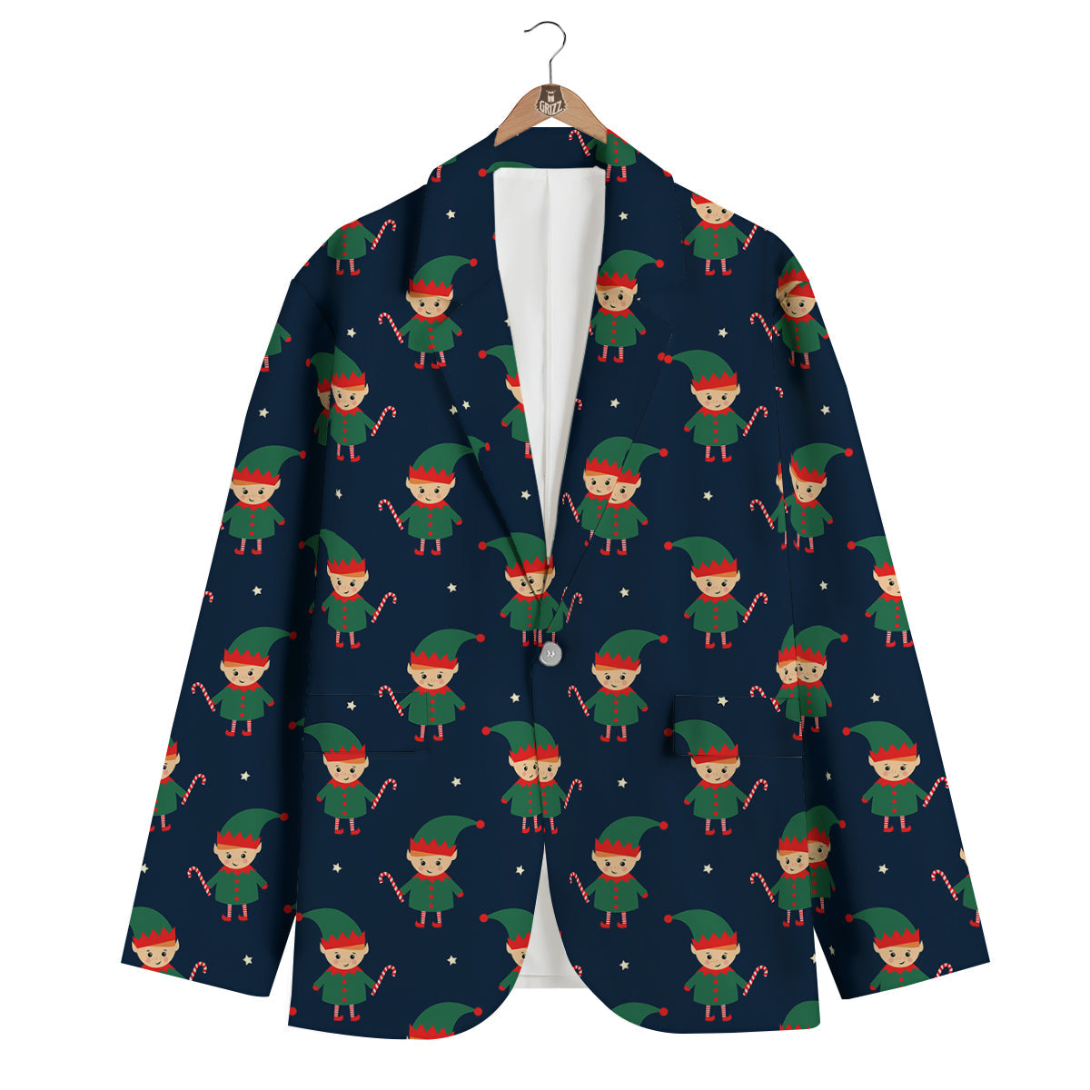Cute Elf Print Pattern Men's Blazer-grizzshop