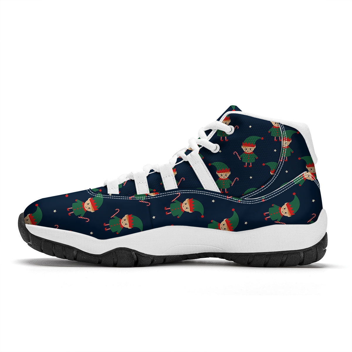 Cute Elf Print Pattern White Bball Shoes-grizzshop