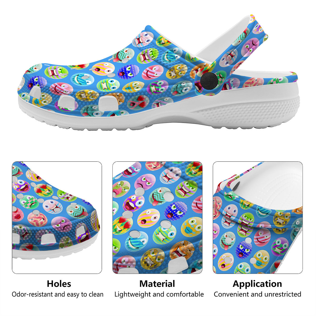 Cute Emoji Blue Print Pattern Clog-grizzshop