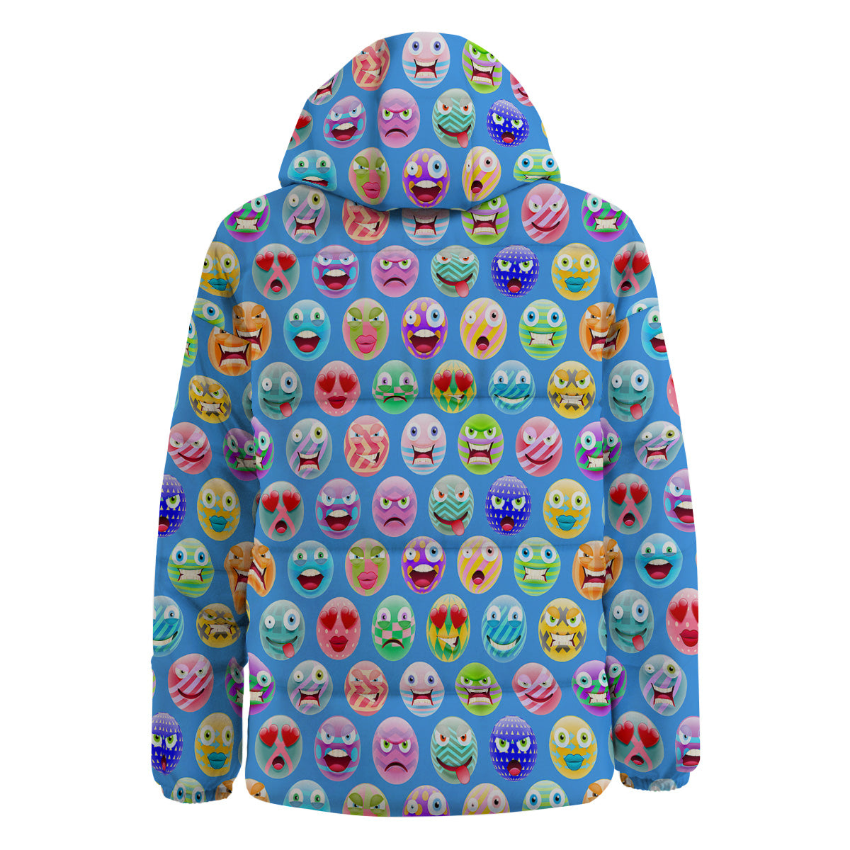 Cute Emoji Blue Print Pattern Down Jacket-grizzshop