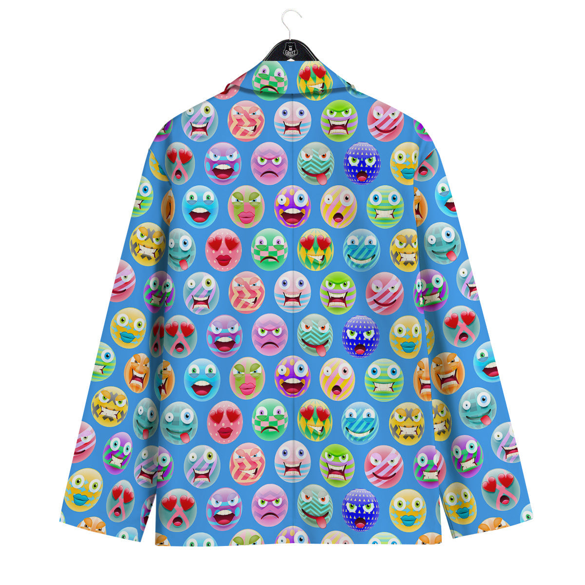 Cute Emoji Blue Print Pattern Men's Sport Coat-grizzshop