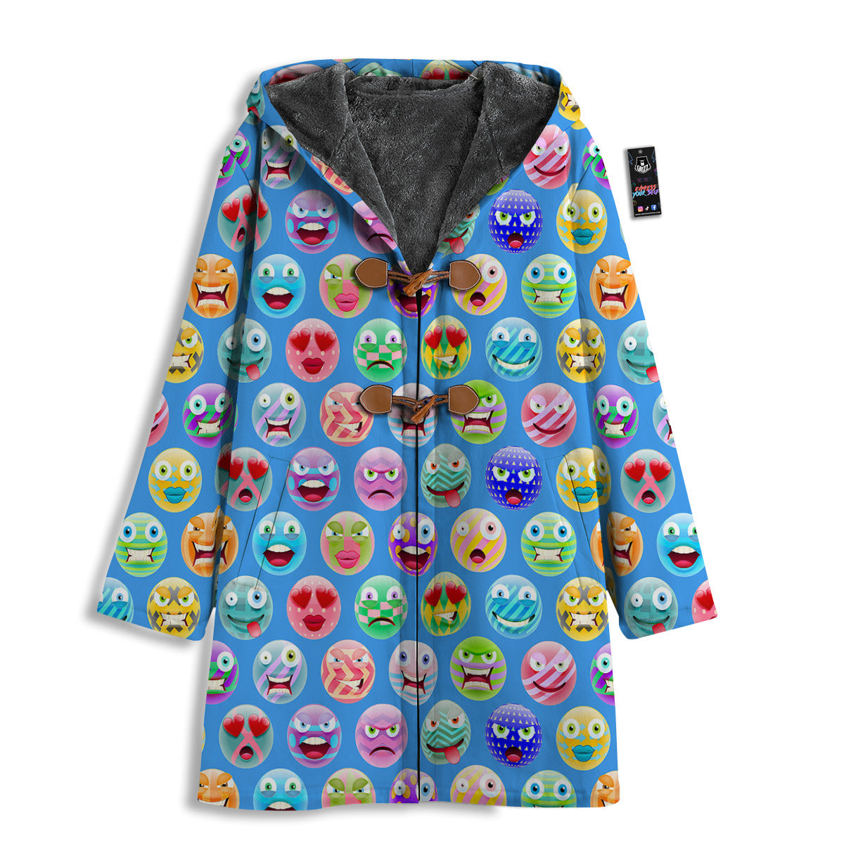 Cute Emoji Blue Print Pattern Men's Windbreaker Jacket-grizzshop