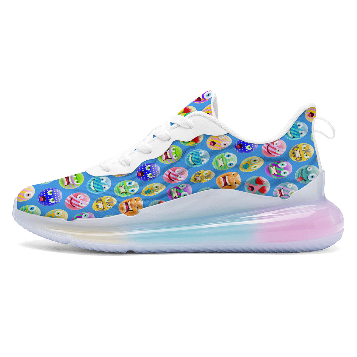 Cute Emoji Blue Print Pattern Running Sneakers-grizzshop