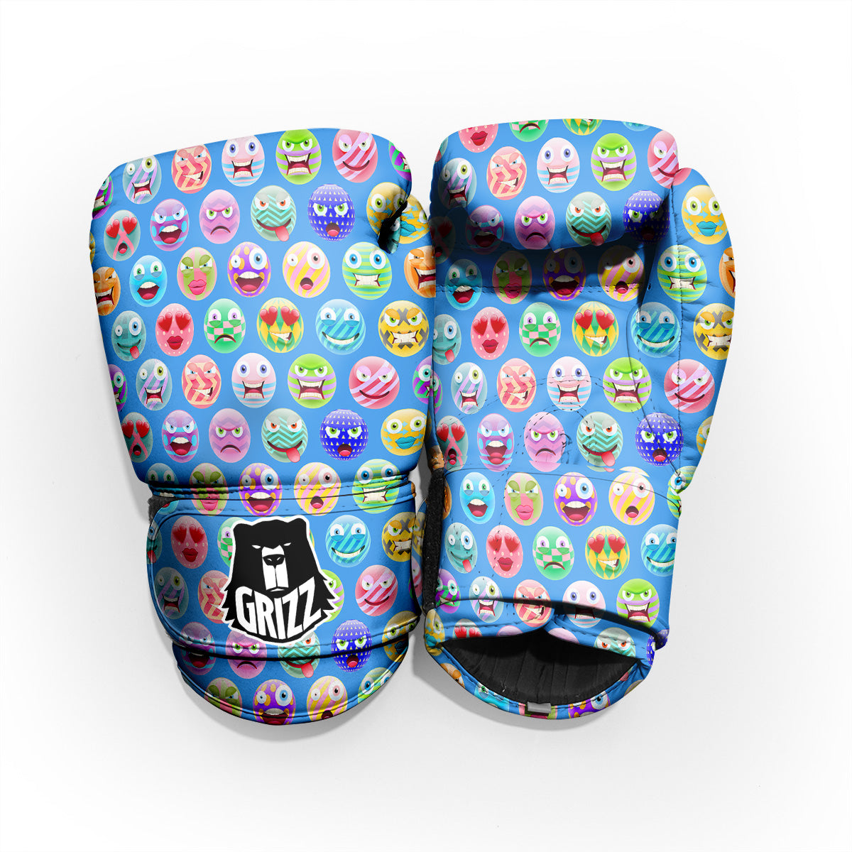 Cute Emoji Blue Print Pattern Pro Boxing Glove