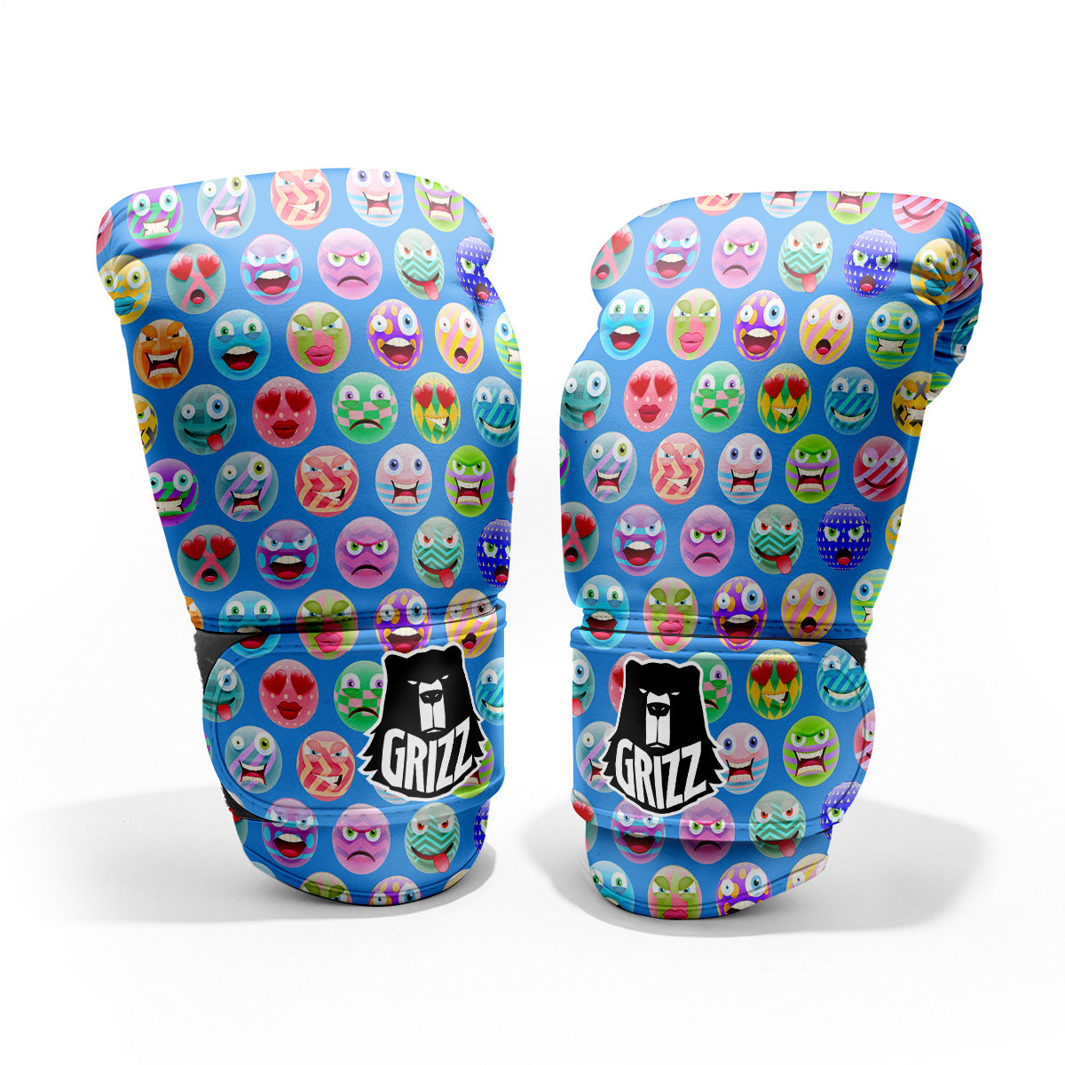 Cute Emoji Blue Print Pattern Pro Boxing Glove
