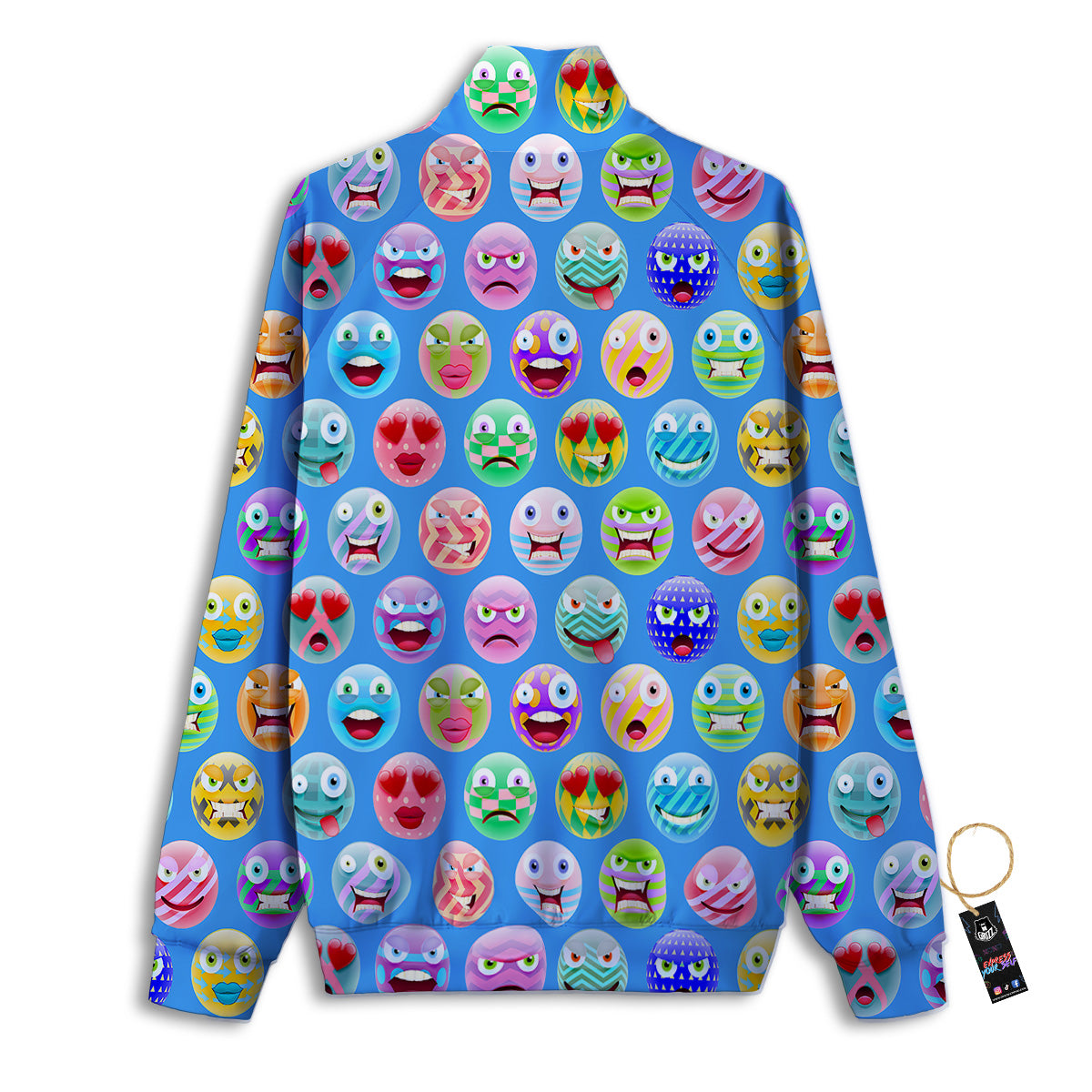 Cute Emoji Blue Print Pattern Track Jacket-grizzshop