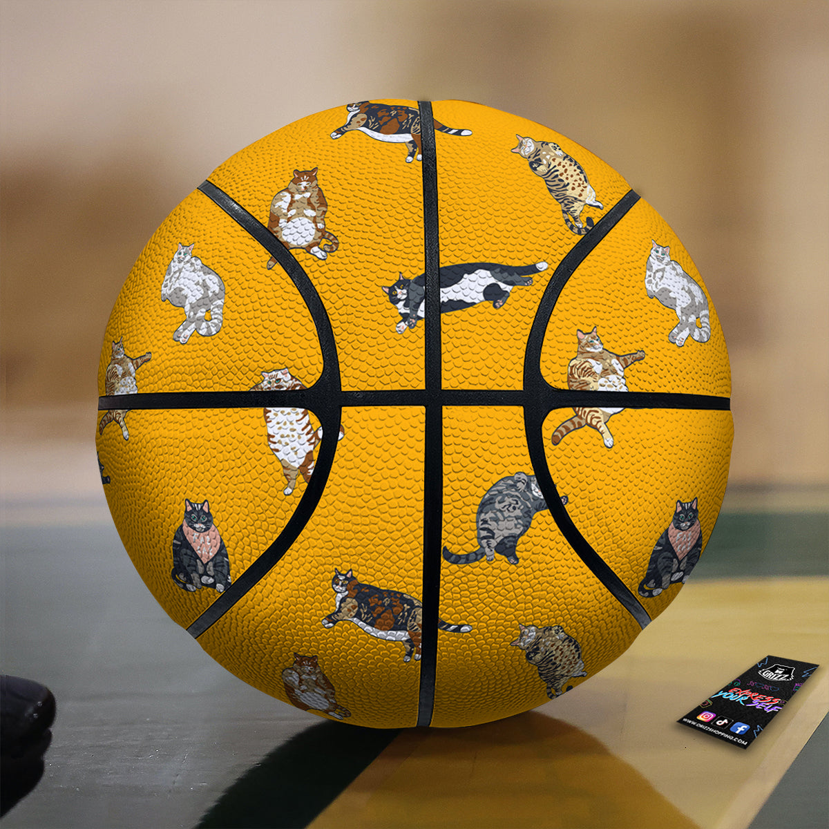 Cute Fat Cat Print Pattern Basketball-grizzshop
