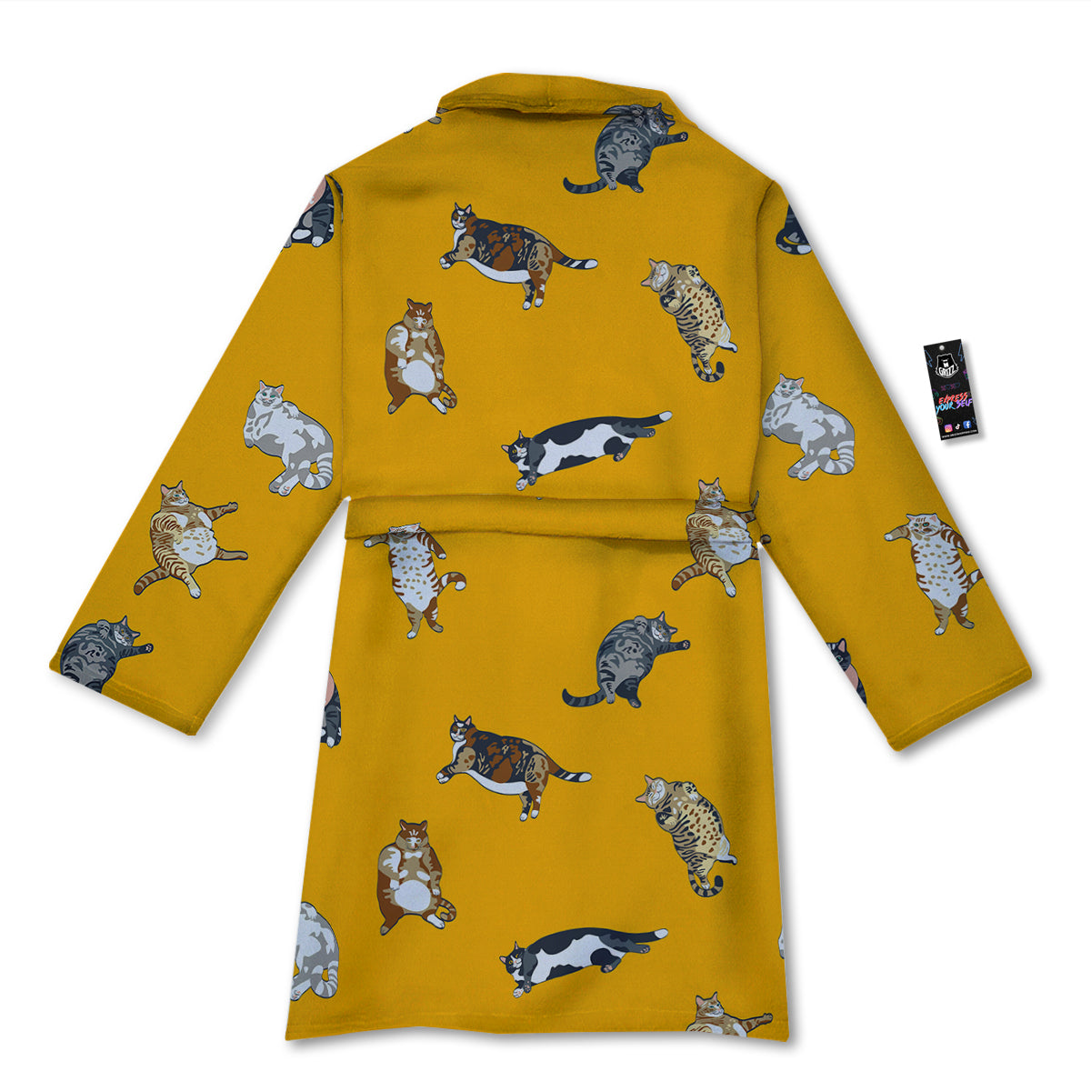 Cute Fat Cat Print Pattern Bathrobe-grizzshop