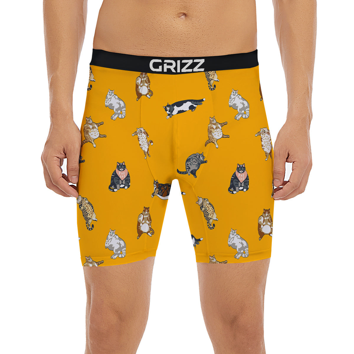 Cute Fat Cat Print Pattern Boxer Briefs-grizzshop