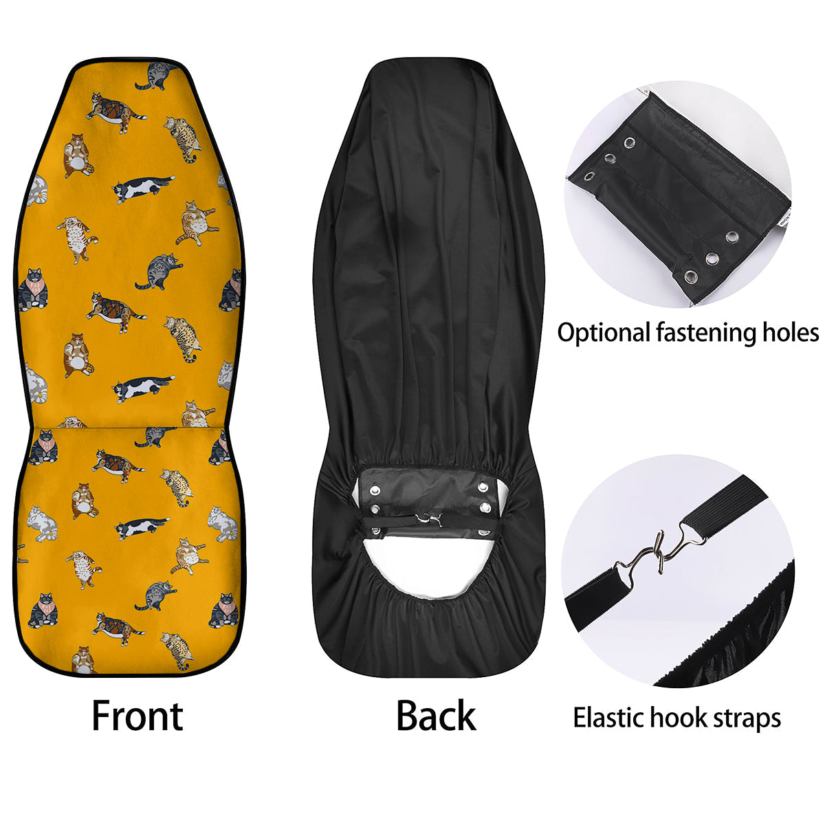 Cute Fat Cat Print Pattern Car Seat Covers-grizzshop