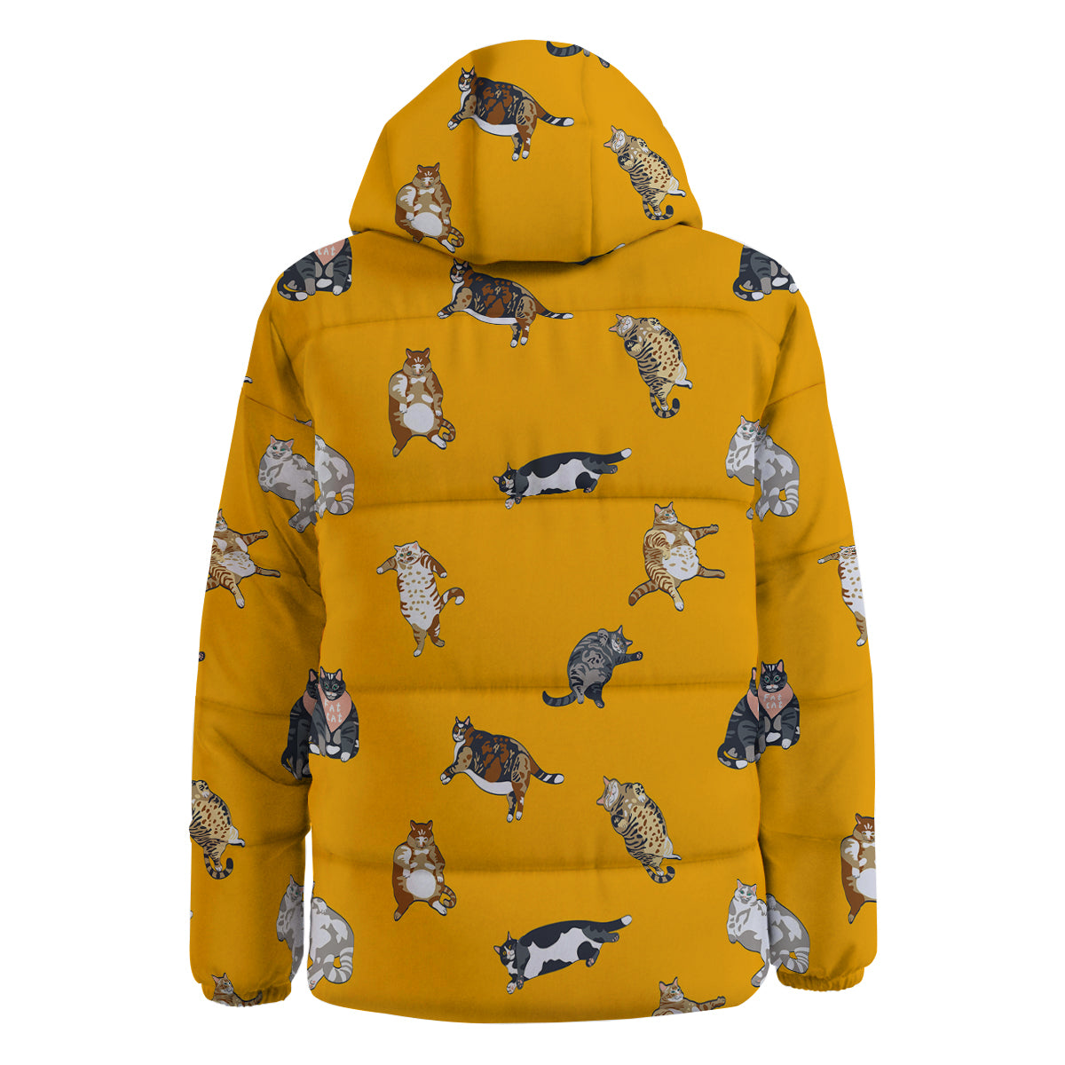 Cute Fat Cat Print Pattern Down Jacket-grizzshop