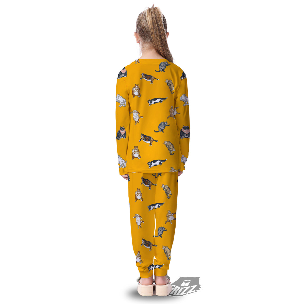 Cute Fat Cat Print Pattern Kid's Pajamas-grizzshop
