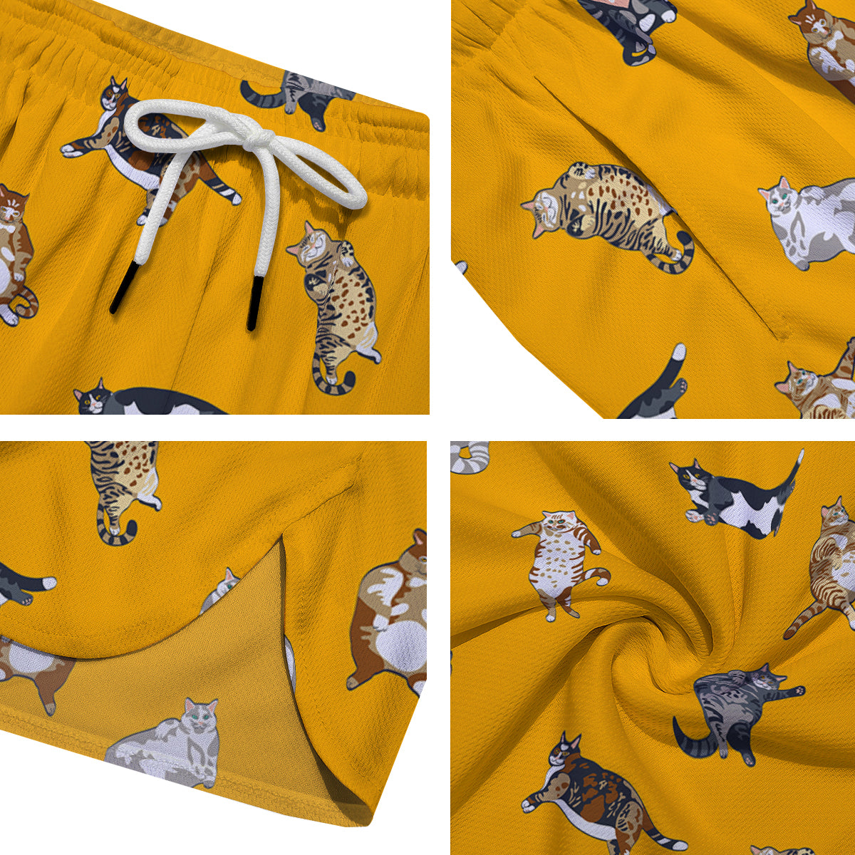 Cute Fat Cat Print Pattern Men's Running Shorts-grizzshop