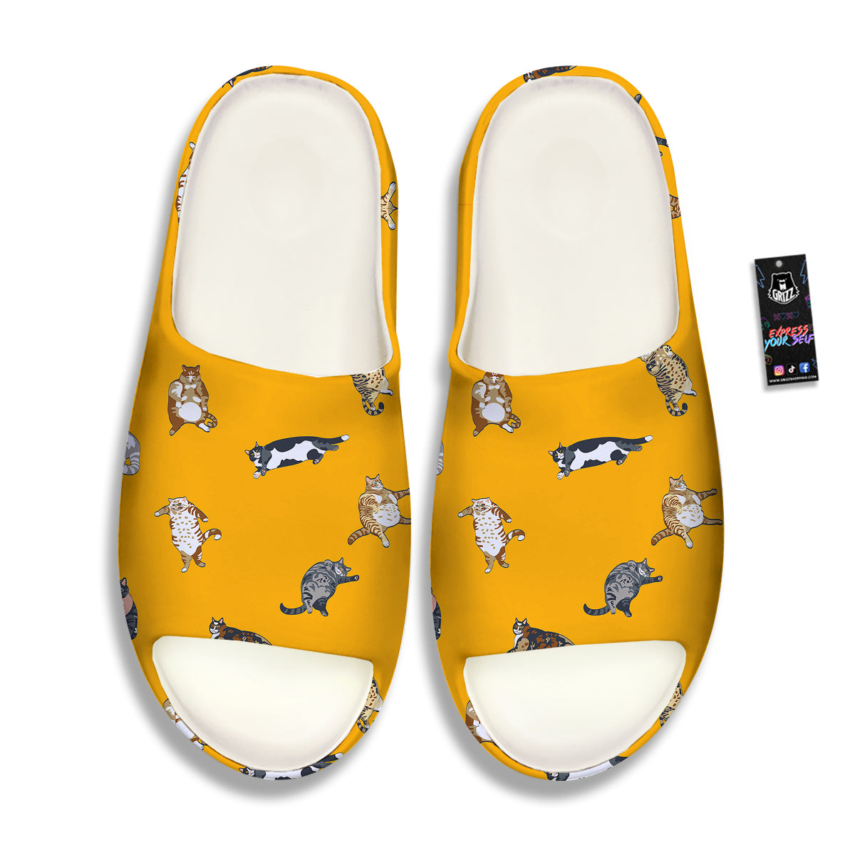 Cute Fat Cat Print Pattern Sandals-grizzshop