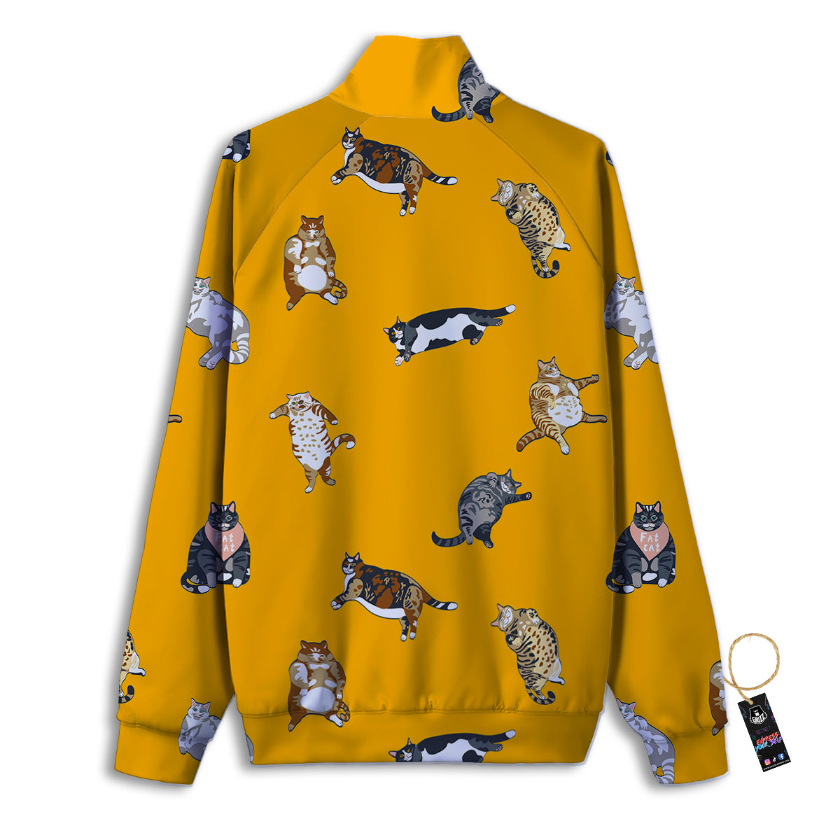 Cute Fat Cat Print Pattern Track Jacket-grizzshop