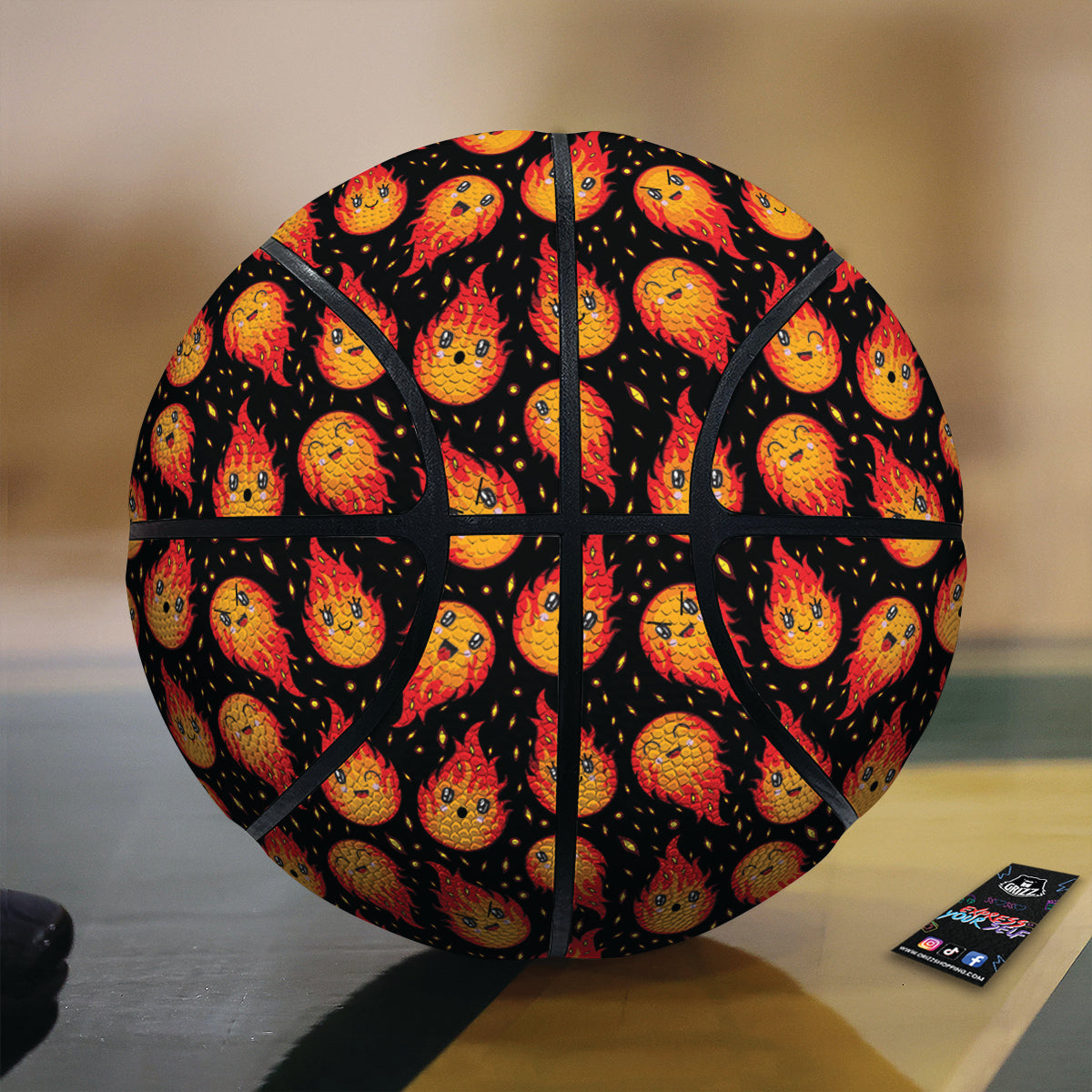 Cute Fire Cartoons Print Pattern Basketball-grizzshop
