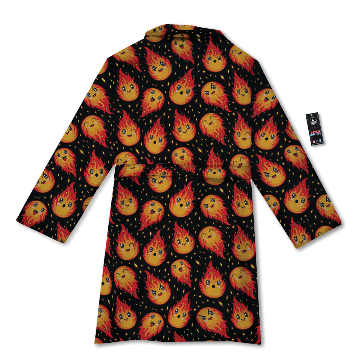 Cute Fire Cartoons Print Pattern Bathrobe-grizzshop