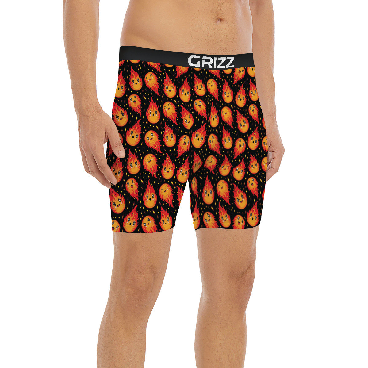 Cute Fire Cartoons Print Pattern Boxer Briefs-grizzshop