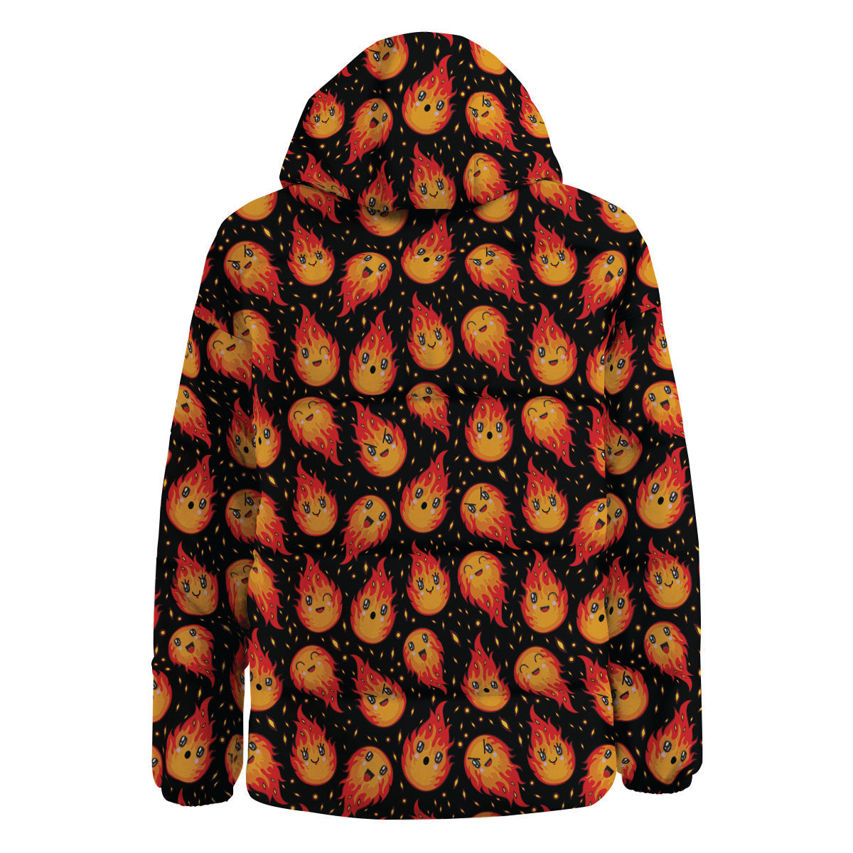Cute Fire Cartoons Print Pattern Down Jacket-grizzshop
