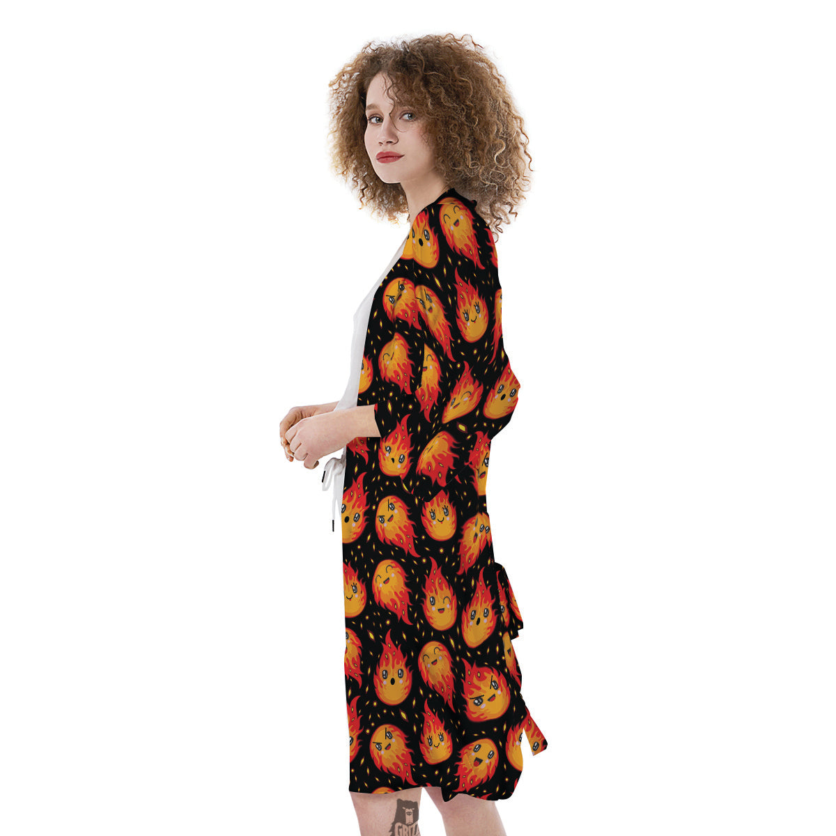 Cute Fire Cartoons Print Pattern Kimono-grizzshop