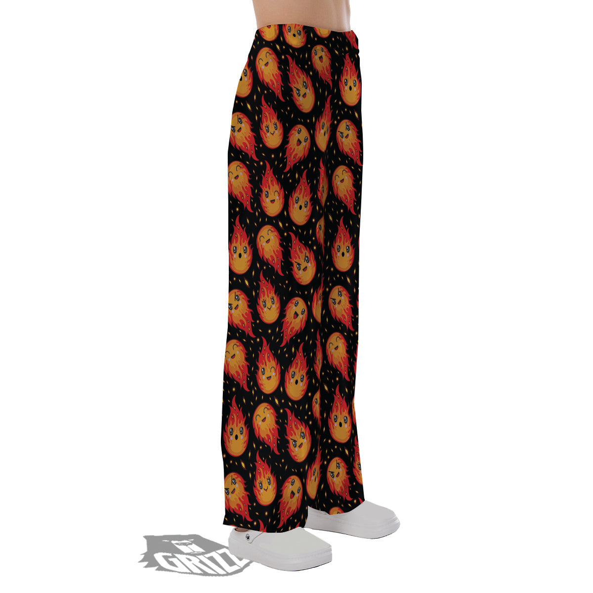 Cute Fire Cartoons Print Pattern Pajama Pants-grizzshop