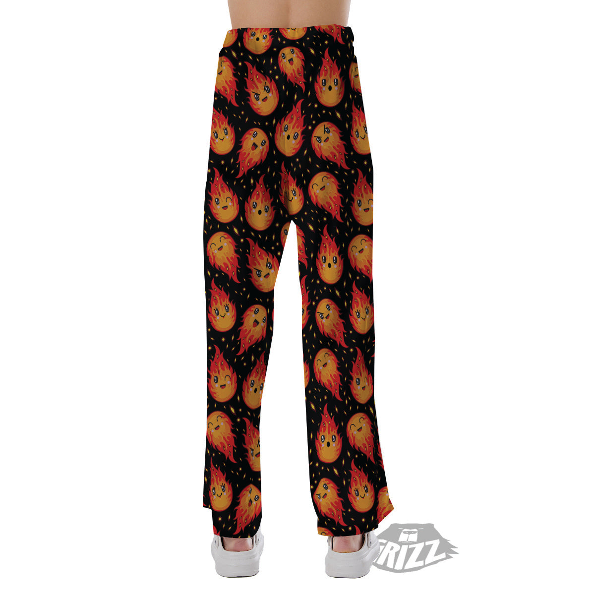 Cute Fire Cartoons Print Pattern Pajama Pants-grizzshop
